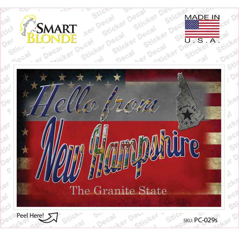 Hello From New Hampshire Novelty Postcard Sticker Decals