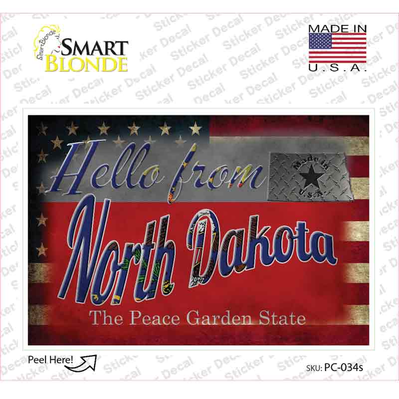 Hello From North Dakota Novelty Postcard Sticker Decals