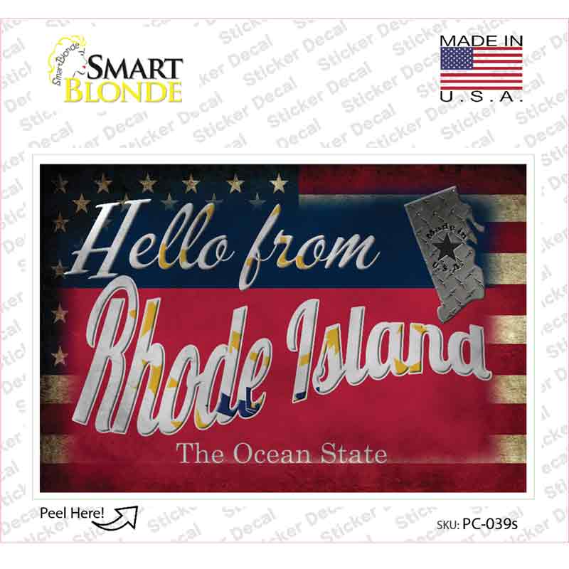 Hello From Rhode Island Novelty Postcard Sticker Decals