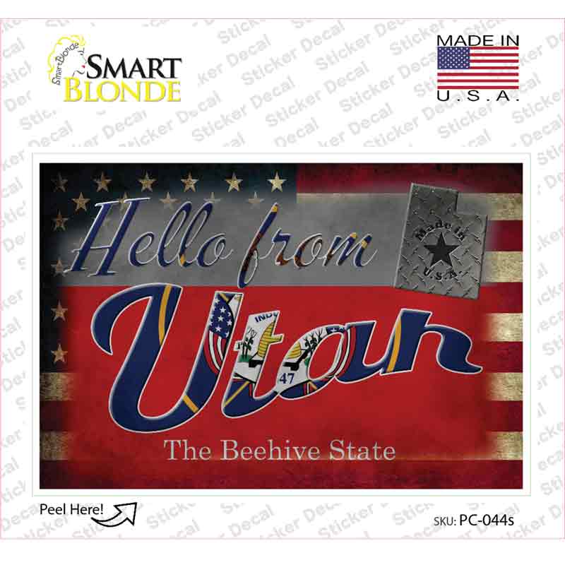 Hello From Utah Novelty Postcard Sticker Decals