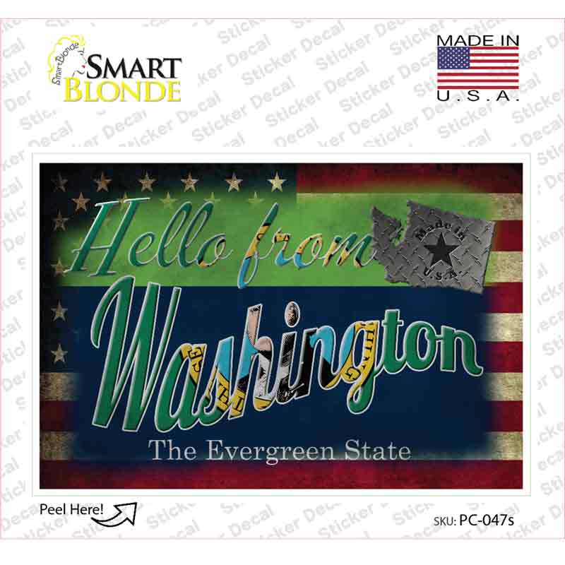 Hello From Washington Novelty Postcard Sticker Decals