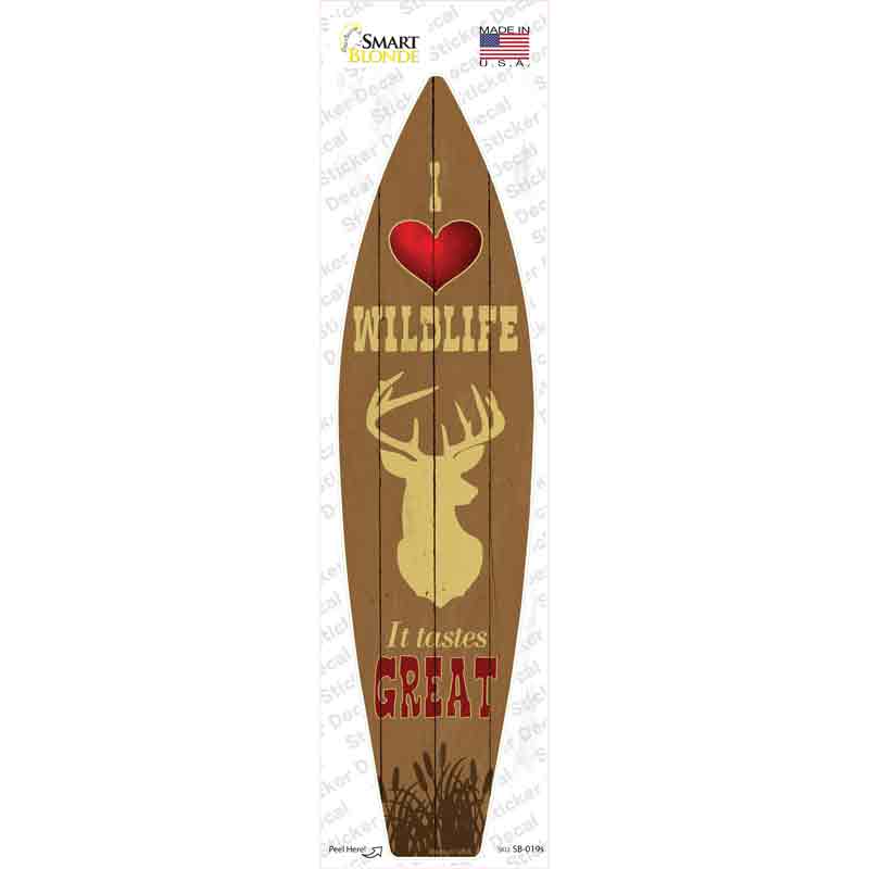 I Love Wildlife Novelty Surfboard Sticker Decal