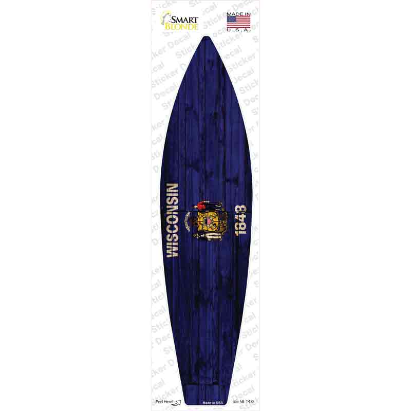 Wisconsin State Flag Novelty Surfboard Sticker Decal
