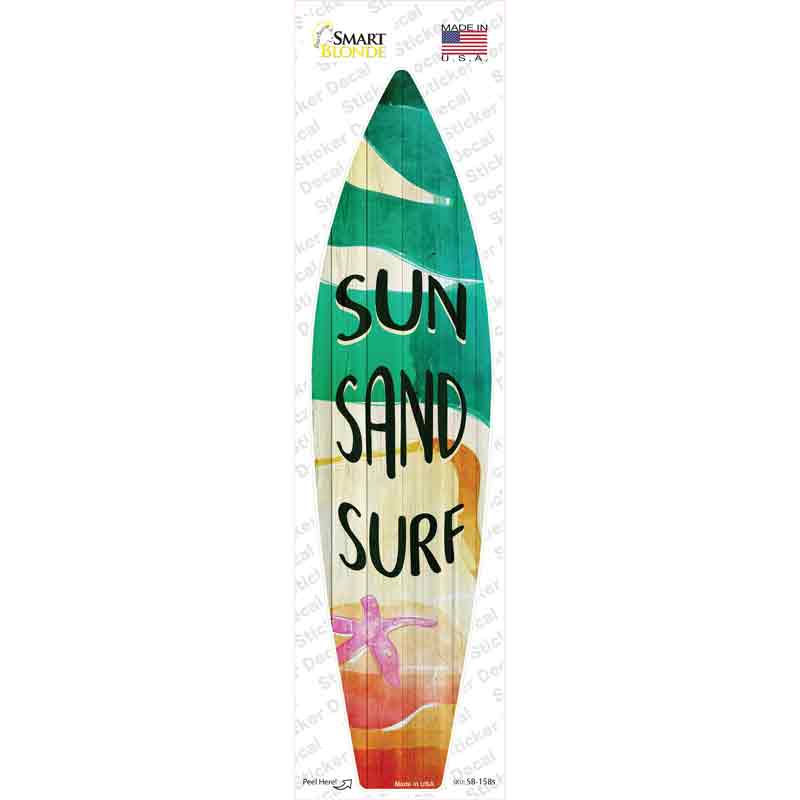 Sun Sand and Surf Novelty Surfboard Sticker Decal