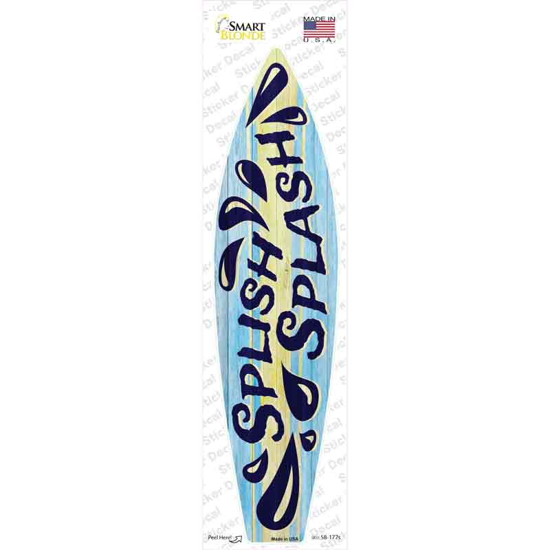 Blue Splish Splash Novelty Surfboard Sticker Decal
