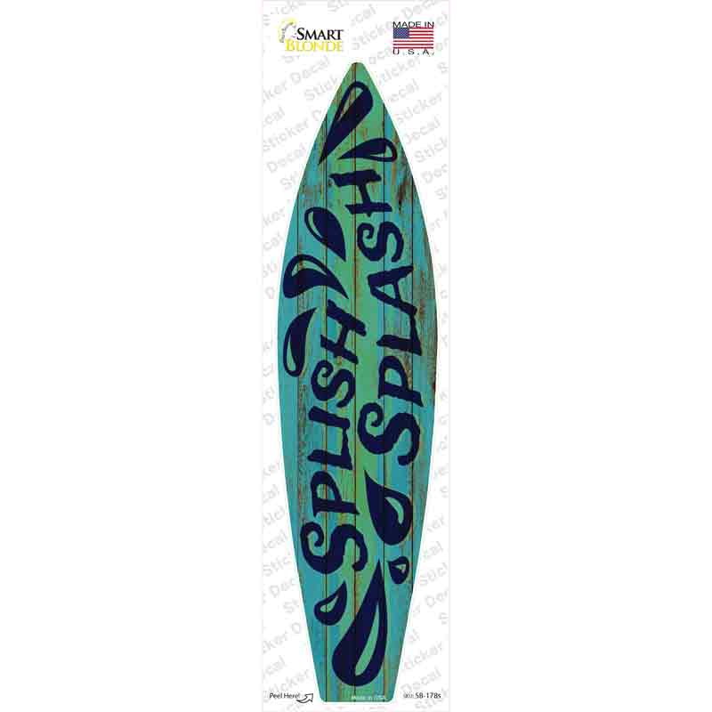 Green Splish Splash Novelty Surfboard Sticker Decal