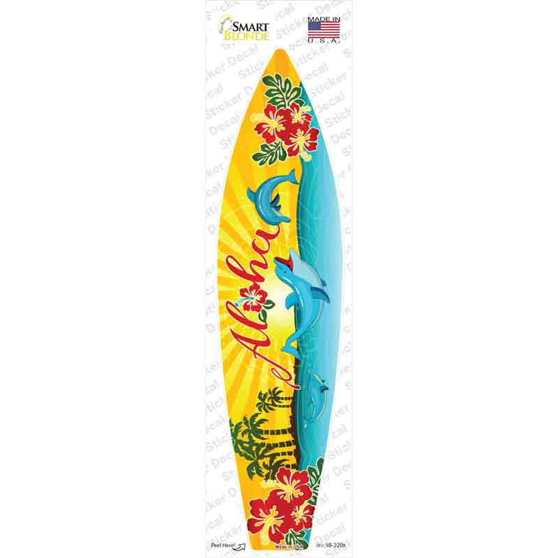 Aloha With Dolphins Novelty Surfboard Sticker Decal