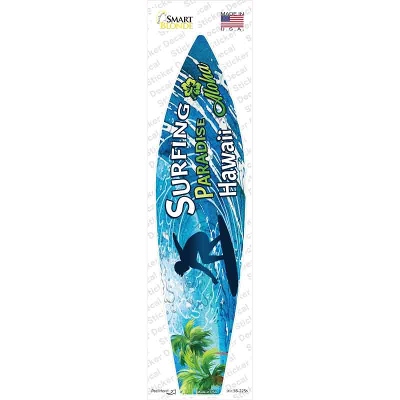 Surfing Paradise Hawaii Novelty Surfboard Sticker Decal