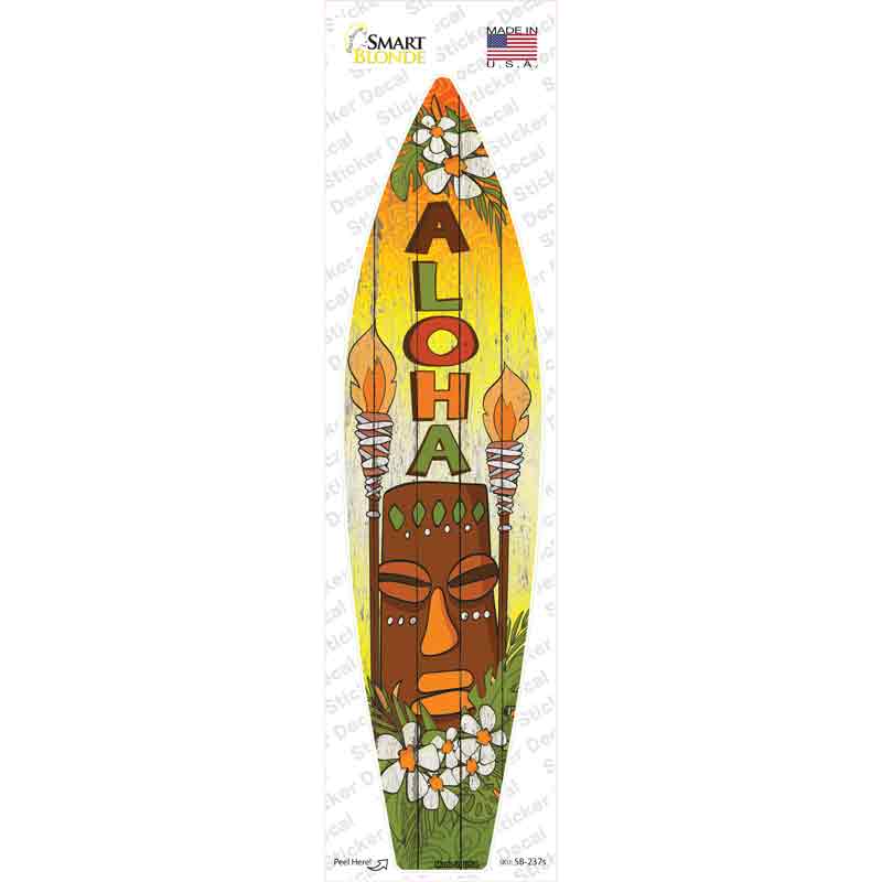 Aloha With Tiki Novelty Surfboard Sticker Decal
