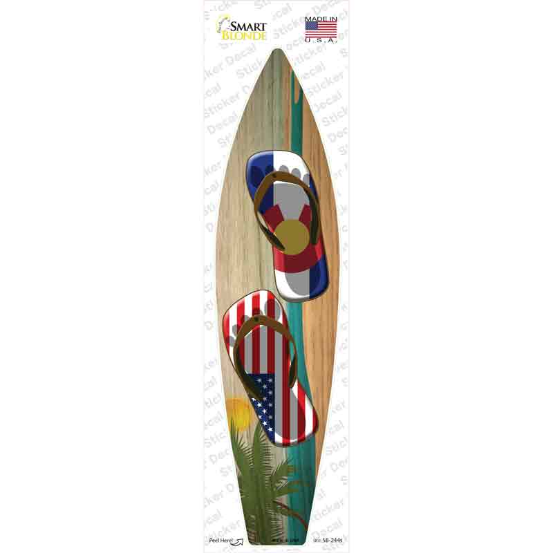 Colorado Flag Flip Flop Novelty Surfboard Sticker Decal