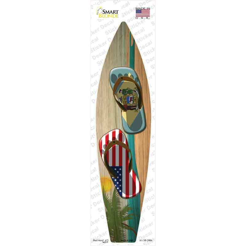 Delaware Flag Flip Flop Novelty Surfboard Sticker Decal