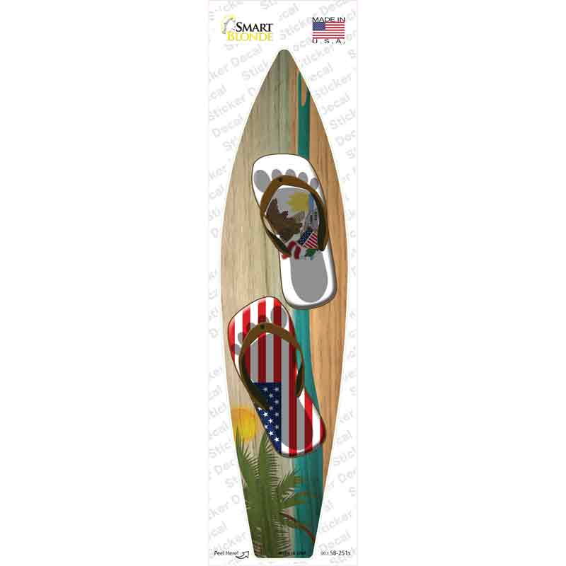 Illinois Flag Flip Flop Novelty Surfboard Sticker Decal