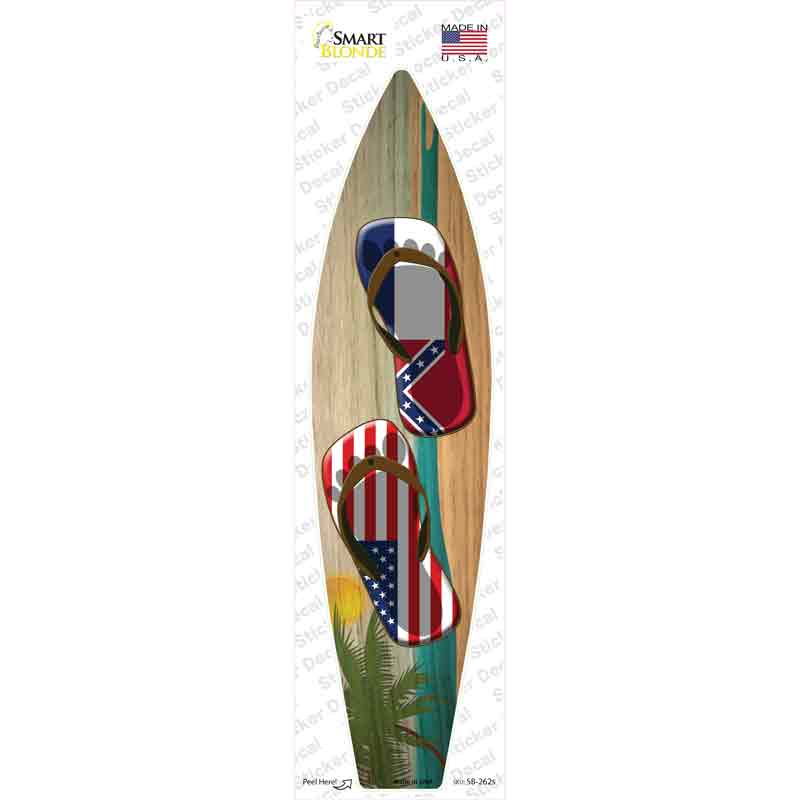 Mississippi Flag Flip Flop Novelty Surfboard Sticker Decal