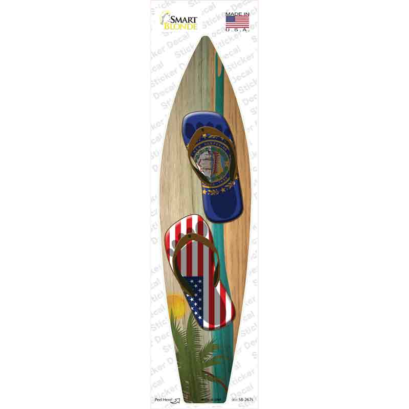 New Hampshire Flag Flip Flop Novelty Surfboard Sticker Decal