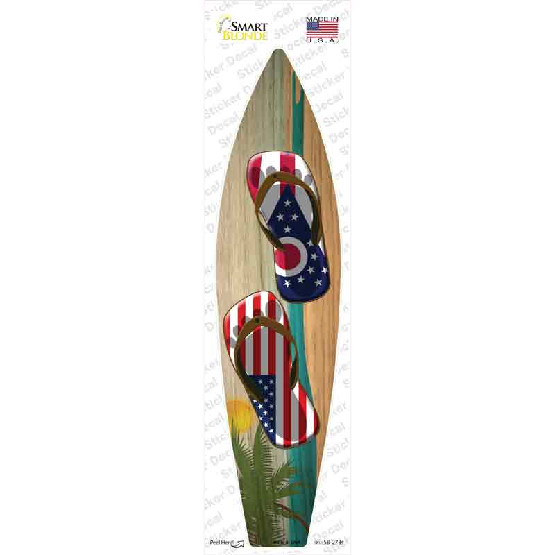 Ohio Flag Flip Flop Novelty Surfboard Sticker Decal