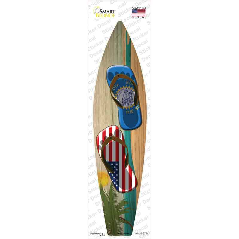 South Dakota Flag Flip Flop Novelty Surfboard Sticker Decal