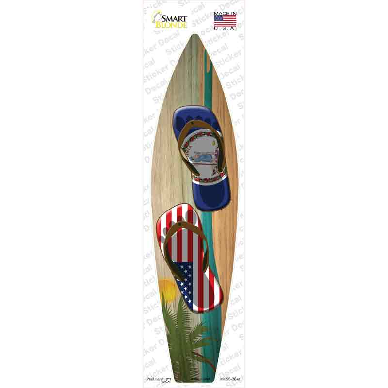 Virginia Flag Flip Flop Novelty Surfboard Sticker Decal