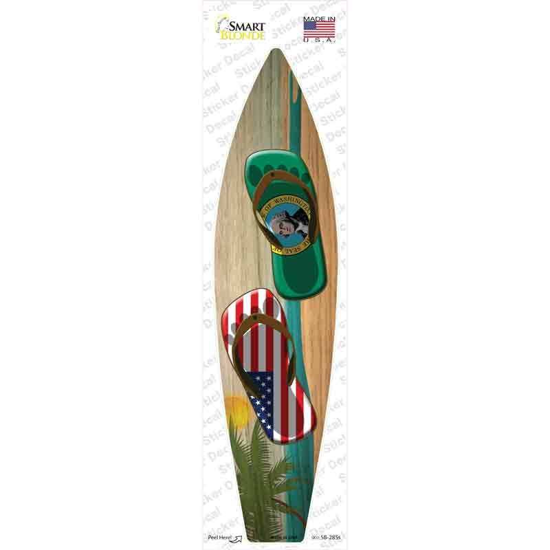 Washington Flag Flip Flop Novelty Surfboard Sticker Decal