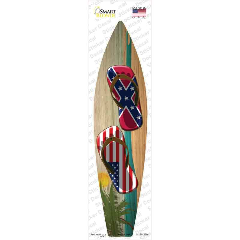 Confederate Flag Flip Flop Novelty Surfboard Sticker Decal