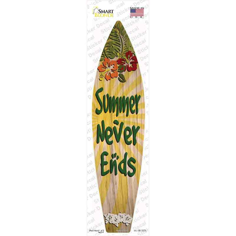 Summer Never Ends Novelty Surfboard Sticker Decal