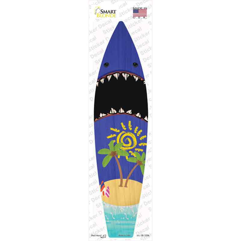 Shark And Beach Novelty Surfboard Sticker Decal