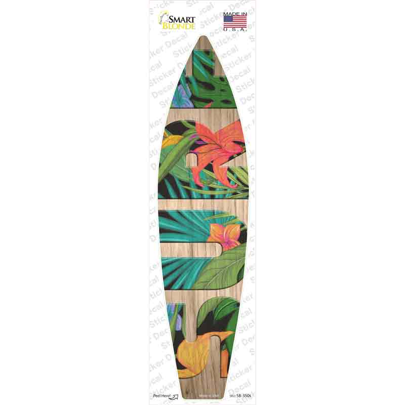 Surf With Flowers Novelty Surfboard Sticker Decal
