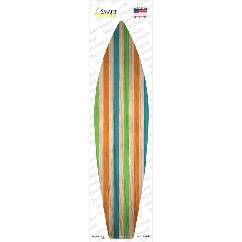Blue Green And Orange Striped Novelty Surfboard Sticker Decal