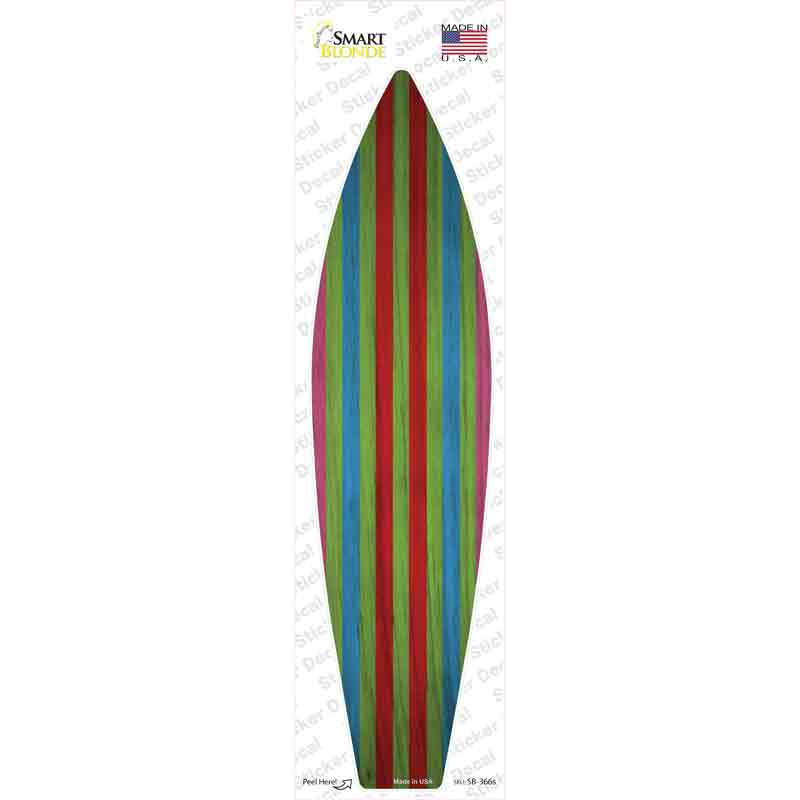 Red Green Blue And Purple Striped Novelty Surfboard Sticker Decal