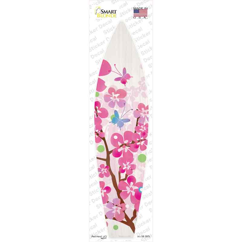 Pink Flowers Novelty Surfboard Sticker Decal