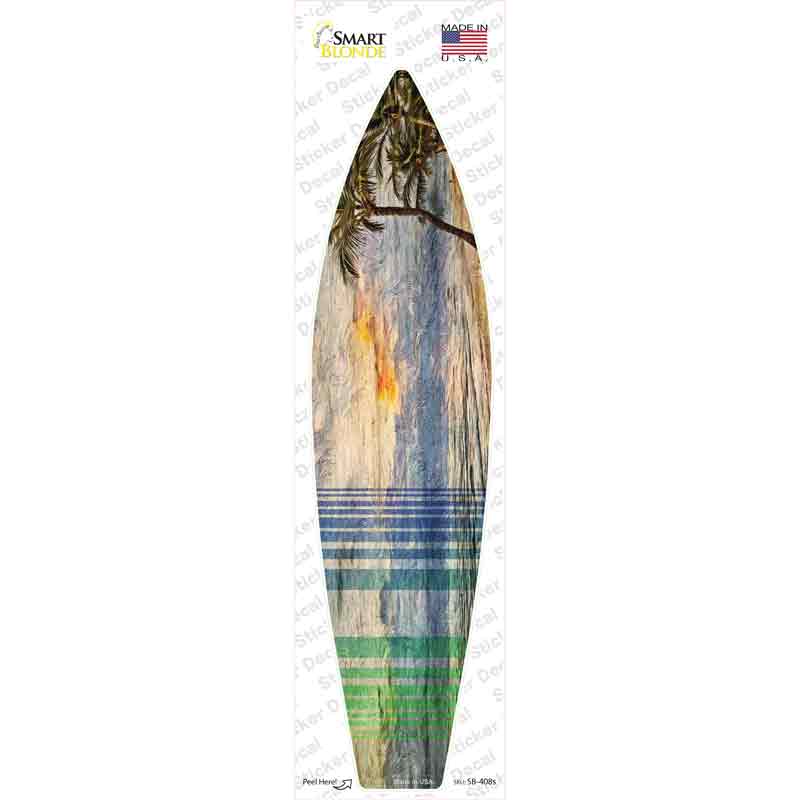 Ocean Sunset With Trees Novelty Surfboard Sticker Decal