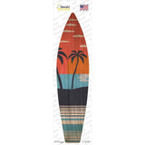 Twin Palm Trees Sunset Novelty Surfboard Sticker Decal