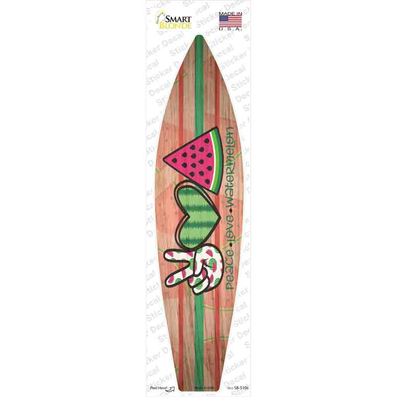 Peace Love Watermelon Novelty Surfboard Sticker Decal