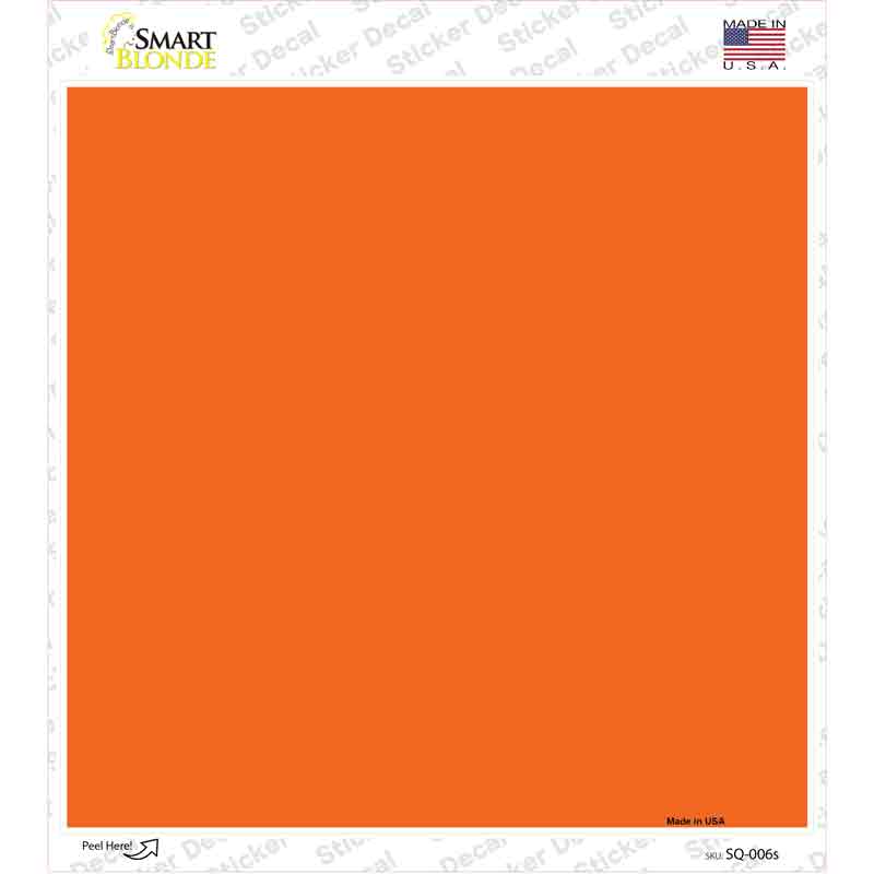 Orange Solid Novelty Square Sticker Decal