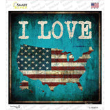 I Love USA Novelty Square Sticker Decal