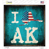 I Love Alaska Novelty Square Sticker Decal