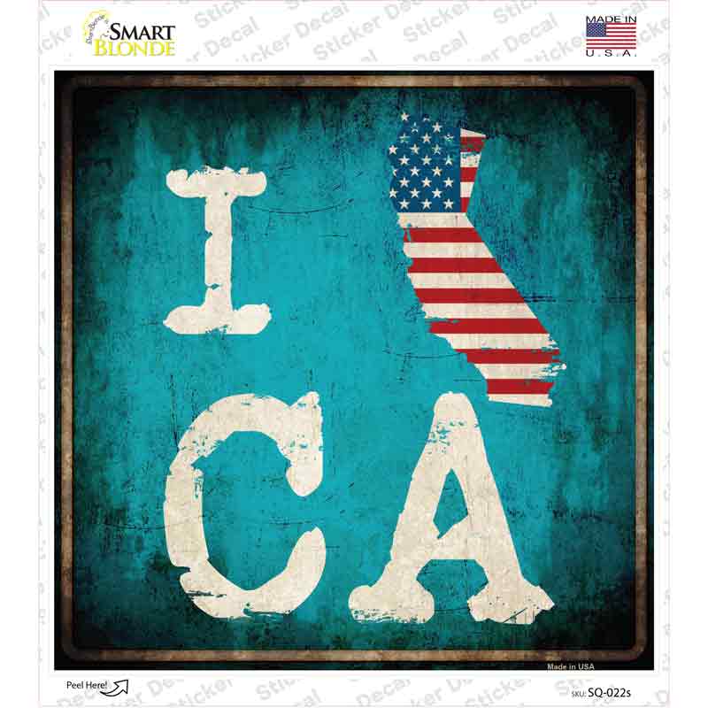 I Love California Novelty Square Sticker Decal