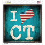 I Love Connecticut Novelty Square Sticker Decal