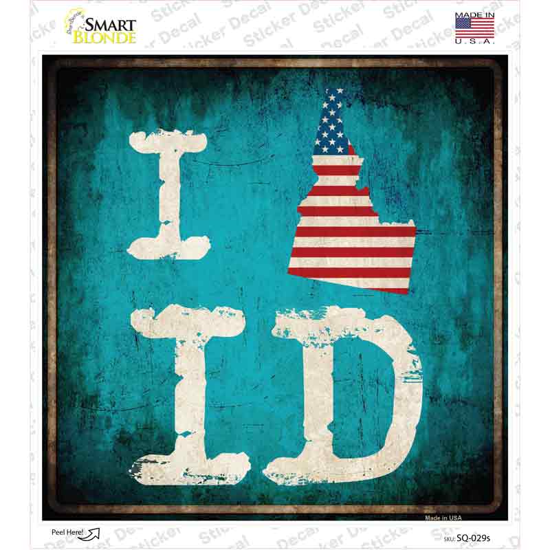 I Love Idaho Novelty Square Sticker Decal