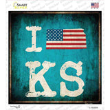 I Love Kansas Novelty Square Sticker Decal