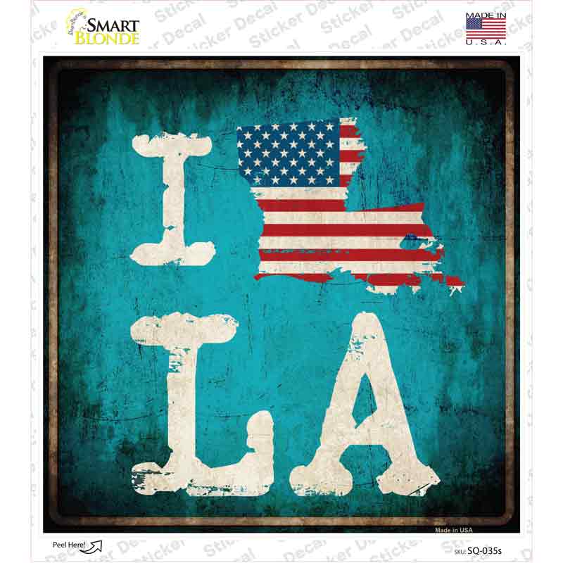 I Love Louisiana Novelty Square Sticker Decal