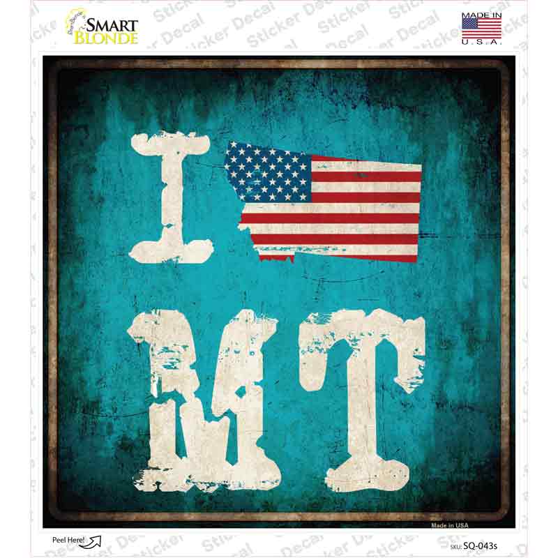 I Love Montana Novelty Square Sticker Decal