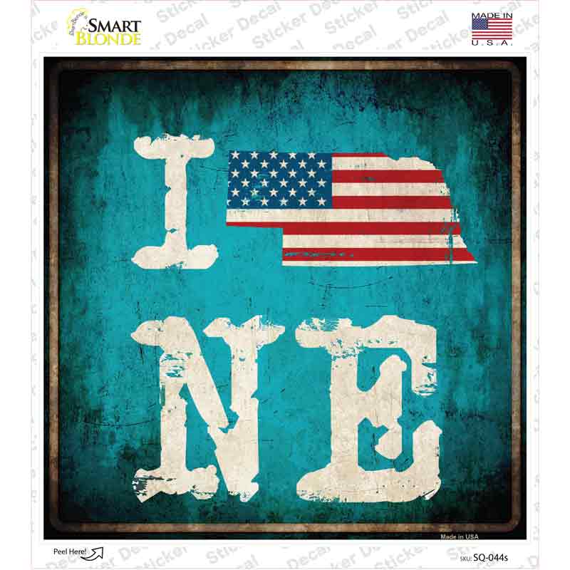 I Love Nebraska Novelty Square Sticker Decal