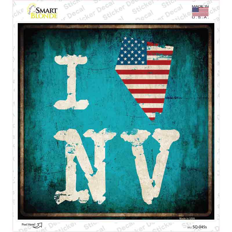 I Love Nevada Novelty Square Sticker Decal
