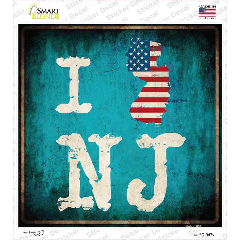 I Love New Jersey Novelty Square Sticker Decal