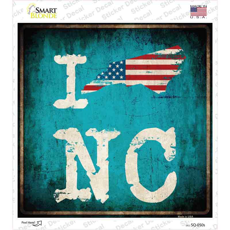 I Love North Carolina Novelty Square Sticker Decal