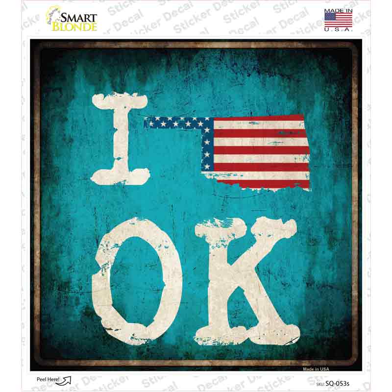 I Love Oklahoma Novelty Square Sticker Decal