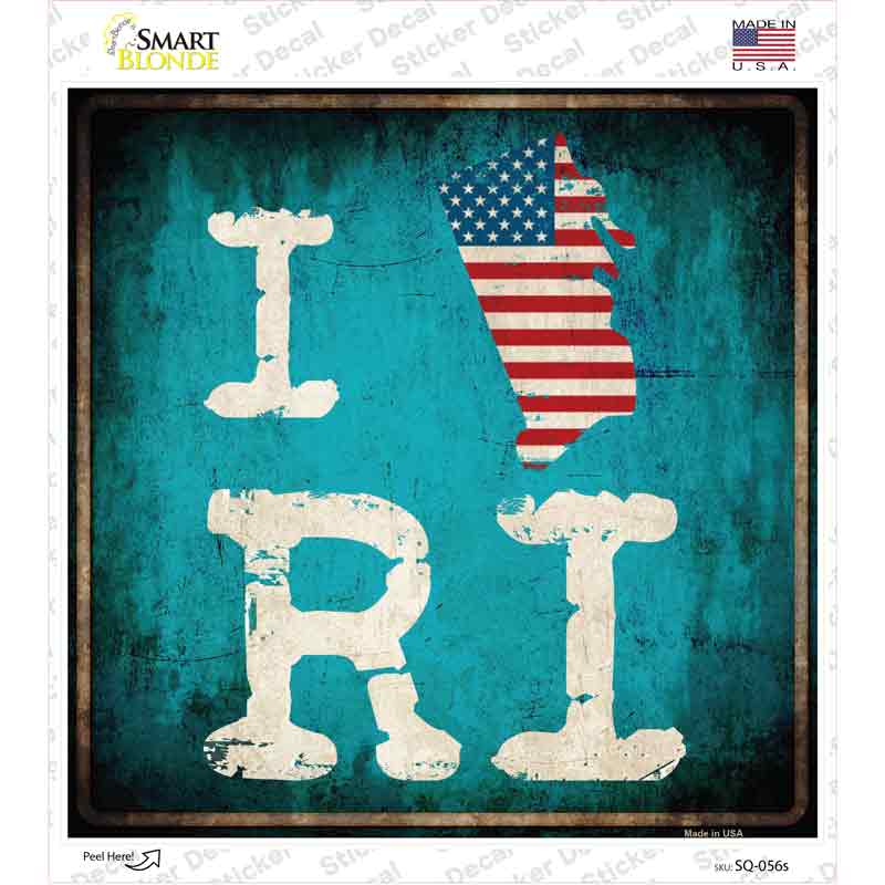 I Love Rhode Island Novelty Square Sticker Decal