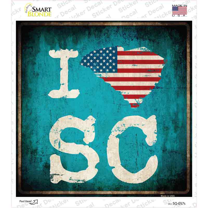 I Love South Carolina Novelty Square Sticker Decal