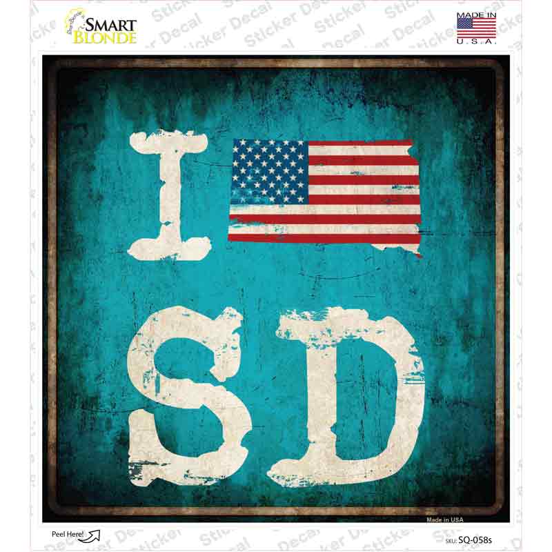 I Love South Dakota Novelty Square Sticker Decal