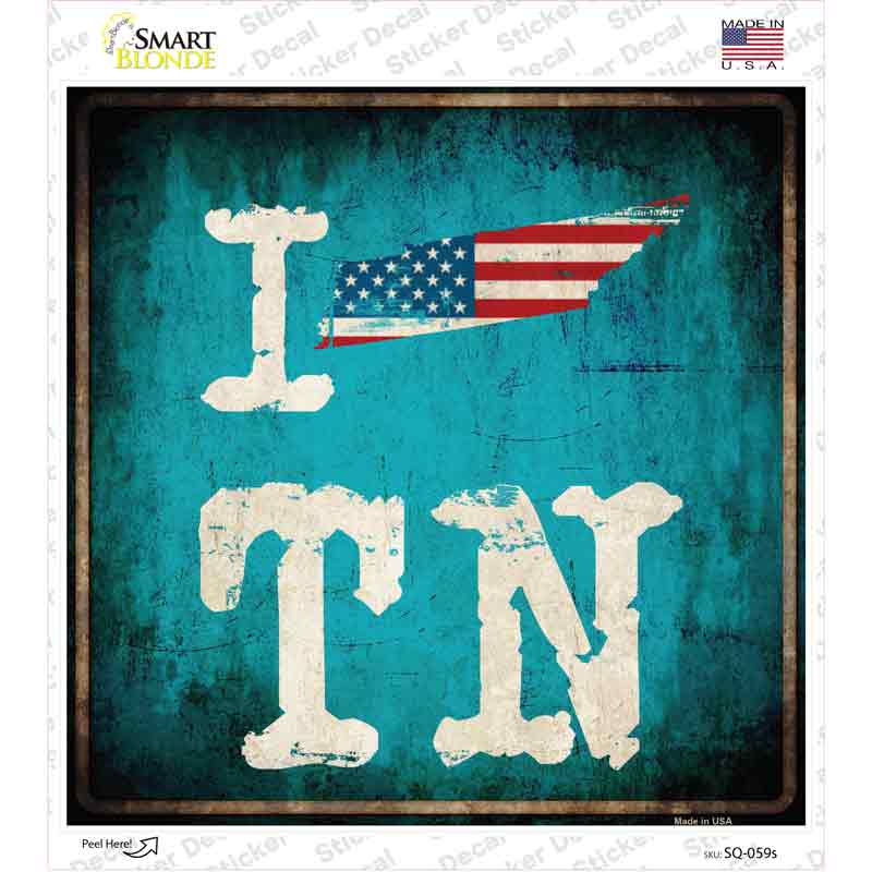 I Love Tennessee Novelty Square Sticker Decal